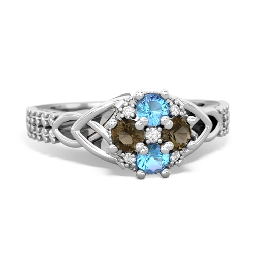 blue topaz-smoky quartz engagement ring