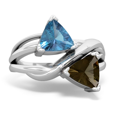 blue topaz-smoky quartz filligree ring