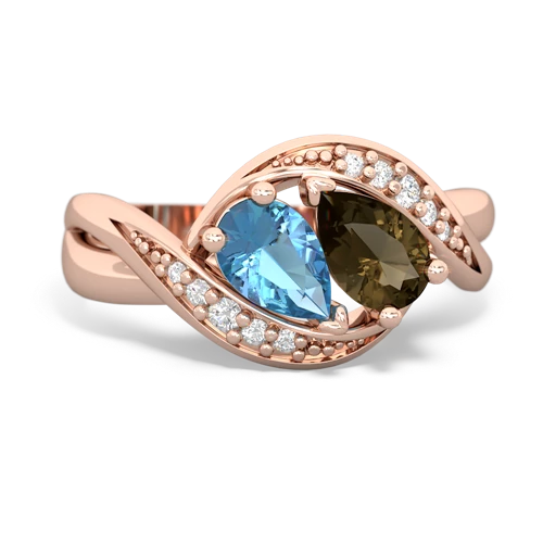 blue topaz-smoky quartz keepsake curls ring