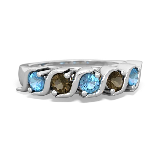 blue topaz-smoky quartz timeless ring