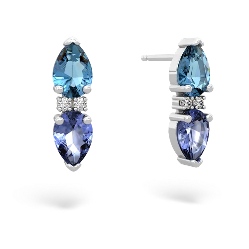 blue topaz-tanzanite bowtie earrings