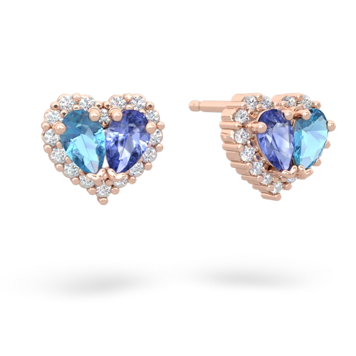 blue topaz-tanzanite halo-heart earrings