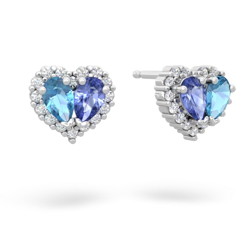 blue topaz-tanzanite halo-heart earrings