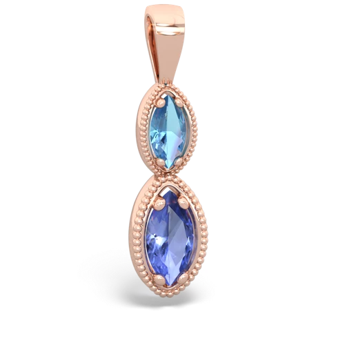 blue topaz-tanzanite antique milgrain pendant