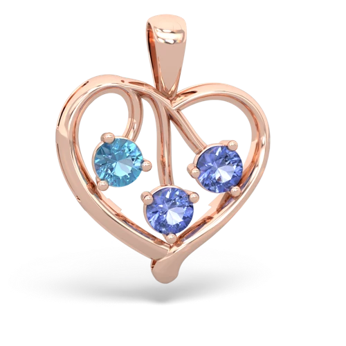 blue topaz-tanzanite love heart pendant