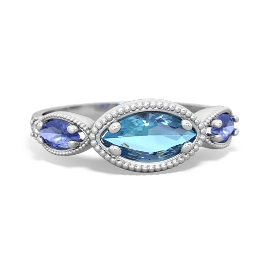 blue topaz-tanzanite milgrain marquise ring