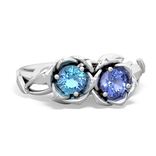 blue topaz-tanzanite roses ring