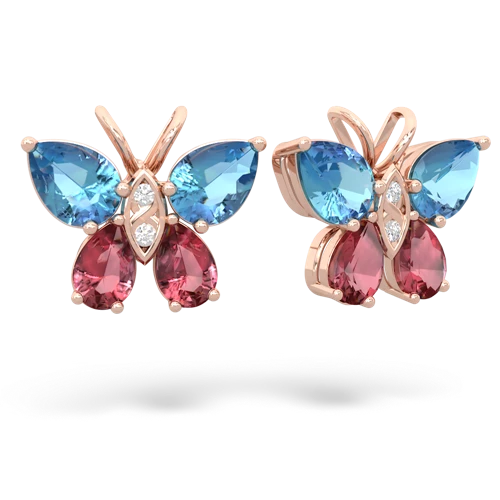 blue topaz-tourmaline butterfly earrings