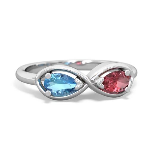 blue topaz-tourmaline infinity ring