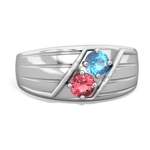 blue topaz-tourmaline mens ring