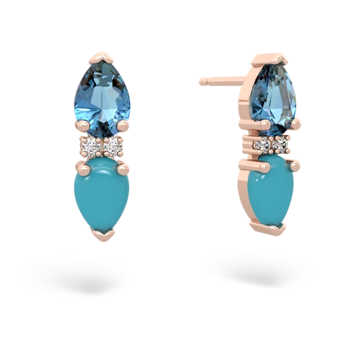 blue topaz-turquoise bowtie earrings