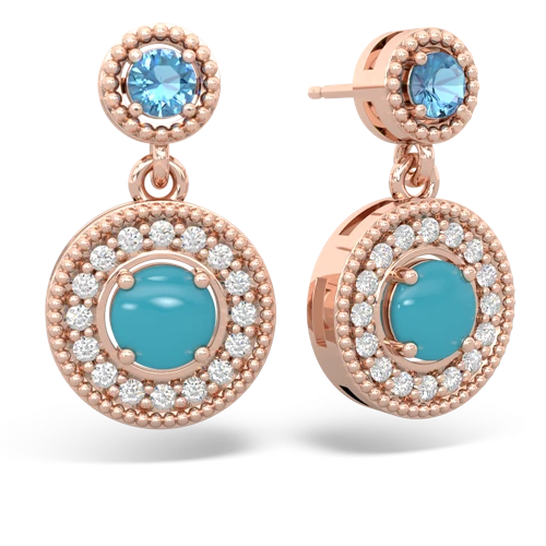 blue topaz-turquoise halo earrings