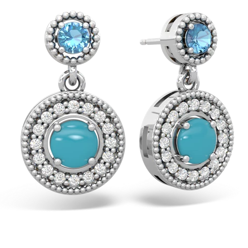 blue topaz-turquoise halo earrings