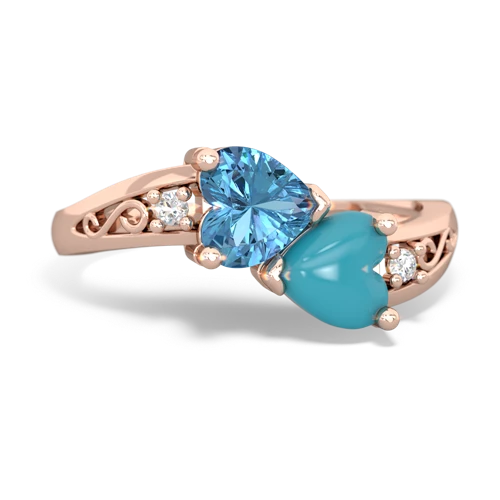 blue topaz-turquoise filligree ring