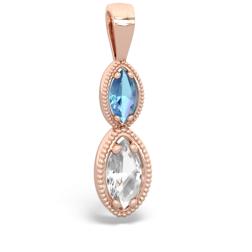 blue topaz-white topaz antique milgrain pendant