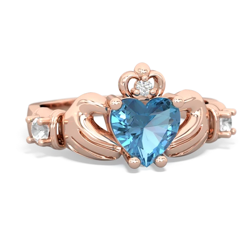 blue topaz-white topaz claddagh ring