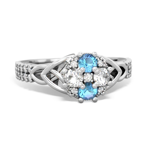 blue topaz-white topaz engagement ring