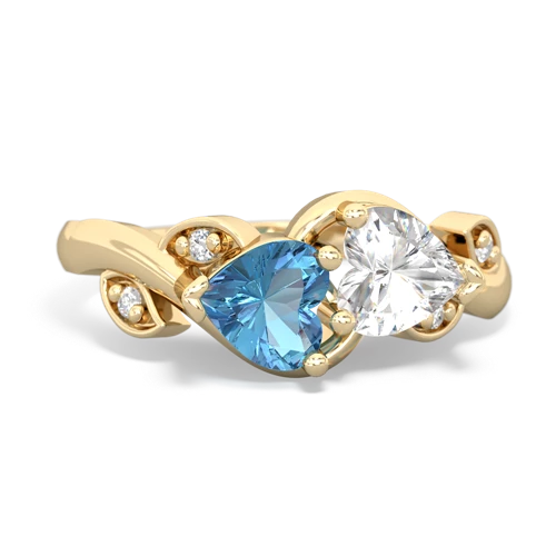 blue topaz-white topaz floral keepsake ring