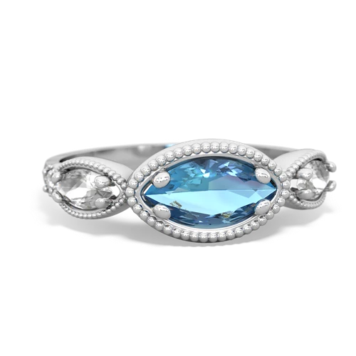 blue topaz-white topaz milgrain marquise ring