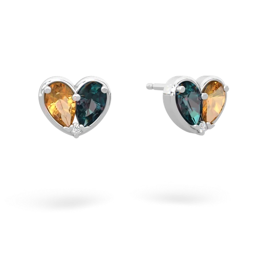 citrine-alexandrite one heart earrings