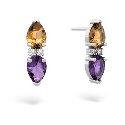 citrine-amethyst bowtie earrings