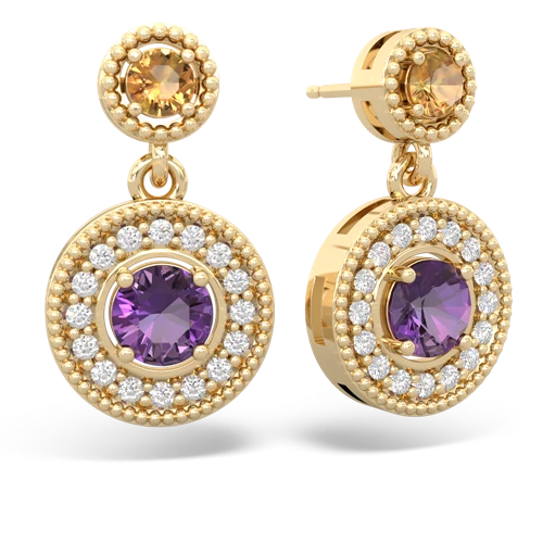 citrine-amethyst halo earrings