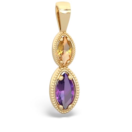 citrine-amethyst antique milgrain pendant