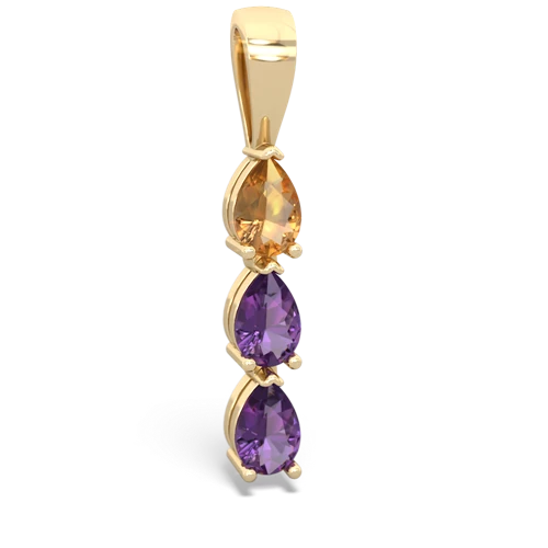 citrine-amethyst three stone pendant