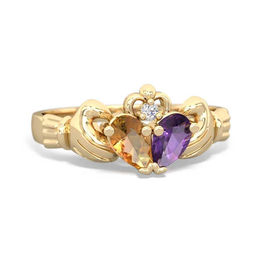 citrine-amethyst claddagh ring