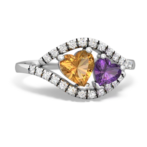 citrine-amethyst mother child ring