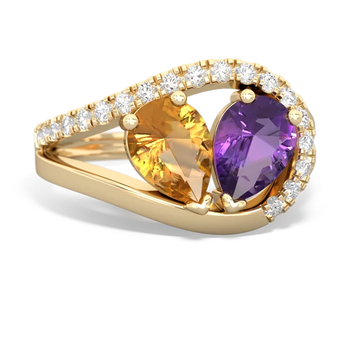 citrine-amethyst pave heart ring