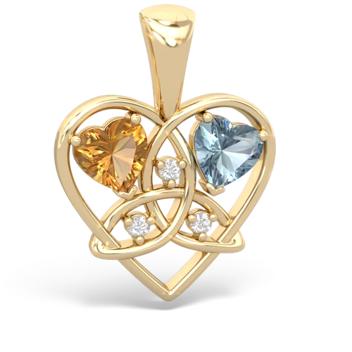 citrine-aquamarine celtic heart pendant