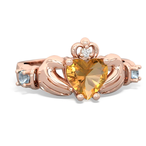 citrine-aquamarine claddagh ring