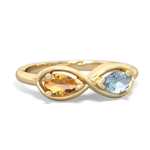 citrine-aquamarine infinity ring