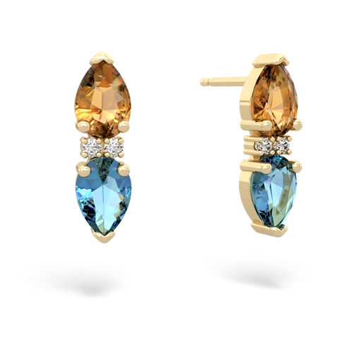 citrine-blue topaz bowtie earrings