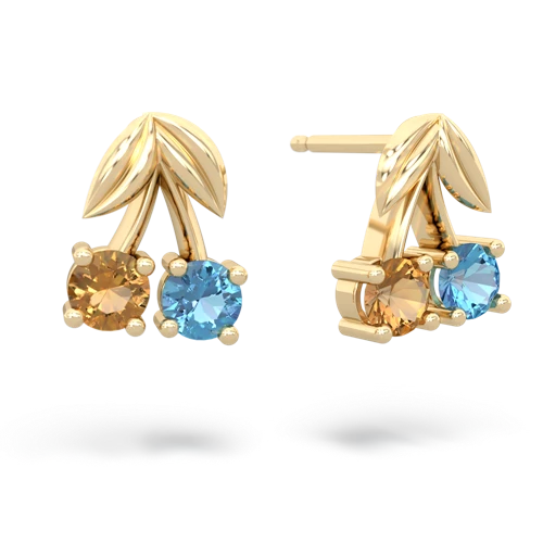 citrine-blue topaz cherries earrings