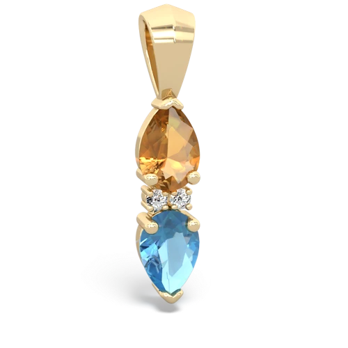 citrine-blue topaz bowtie pendant