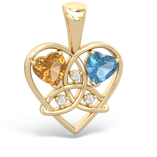 citrine-blue topaz celtic heart pendant