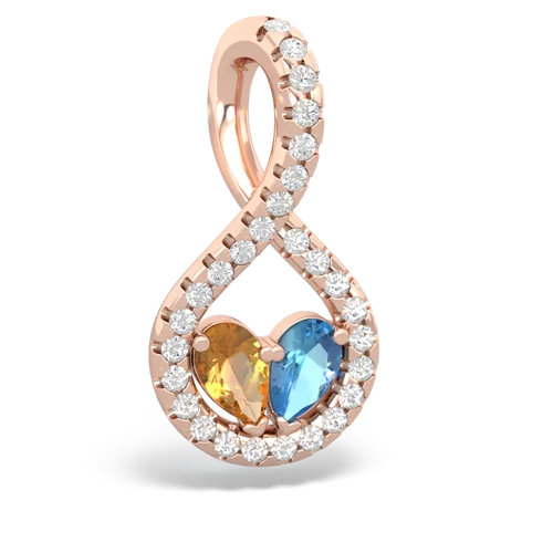 citrine-blue topaz pave twist pendant