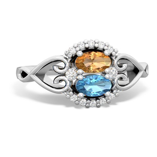 citrine-blue topaz antique keepsake ring