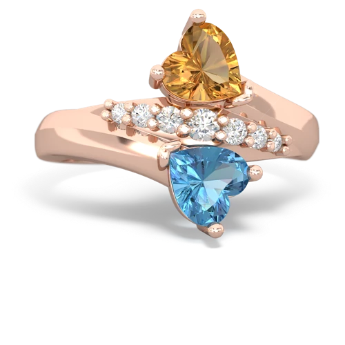 citrine-blue topaz modern ring