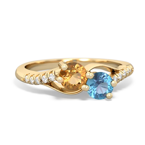 citrine-blue topaz two stone infinity ring