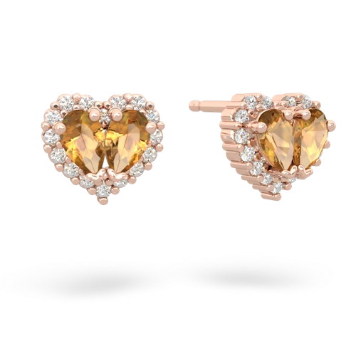 citrine-citrine halo-heart earrings