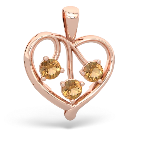 citrine-citrine love heart pendant