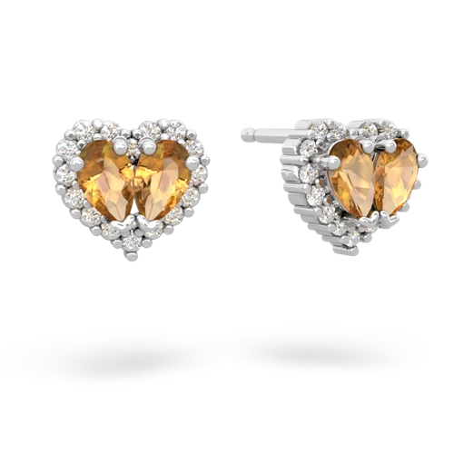 citrine halo-heart earrings