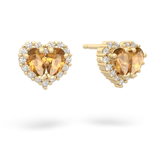 citrine halo-heart earrings