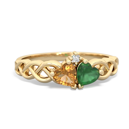 citrine-emerald celtic braid ring