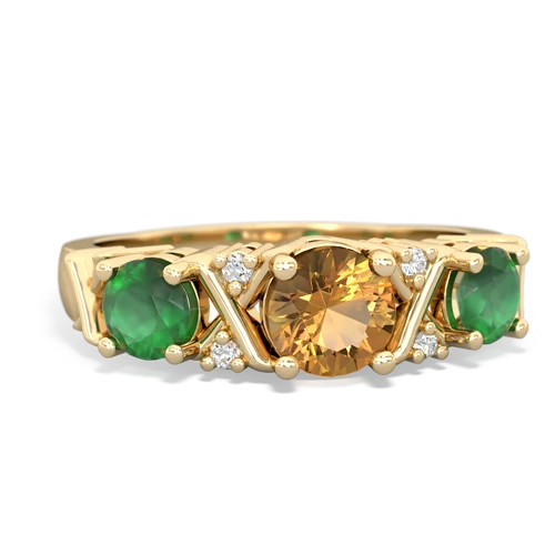 citrine-emerald timeless ring