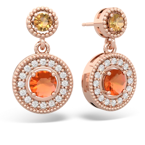 citrine-fire opal halo earrings