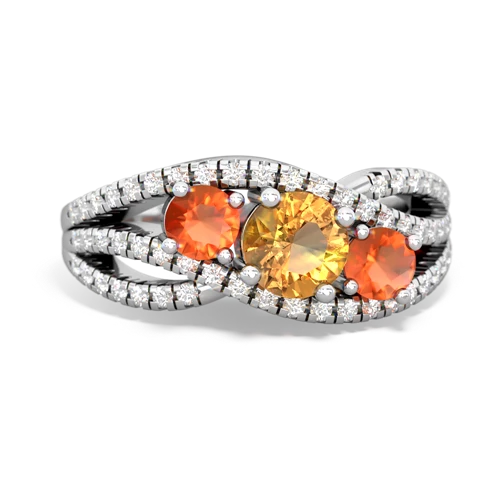 citrine-fire opal three stone pave ring